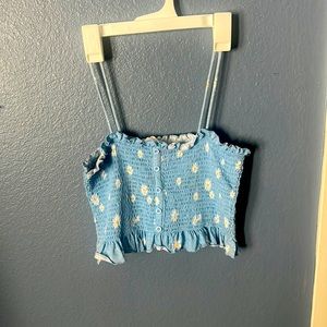 White Flowers, Crop Top, Women’s small